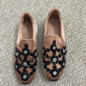 Uterqüe Black pink shoes sparkly Slip-On Flats loafers